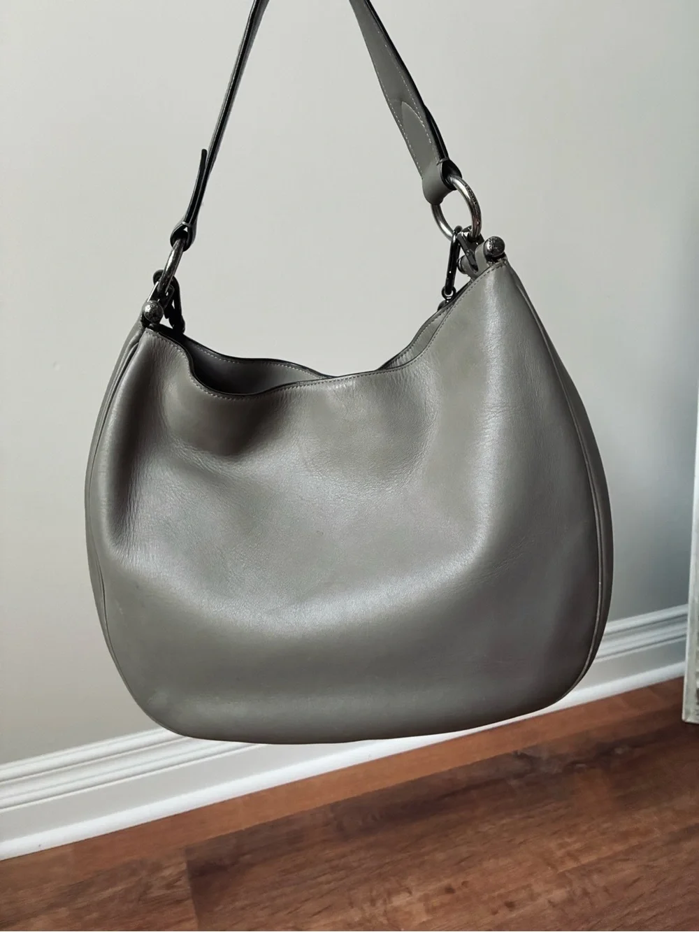Coach Mae Leather Hobo Shoulder Crossbody Purse, 36026, Grey Birch / Gunmetal